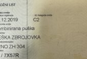 komb. ČEŠKA ZBROJOVKA BRNO ZH 304 – 12/ 7x57R + menjalna cev 12/12